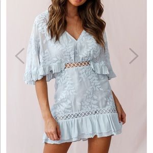 Leafy Dress in Baby Blue
